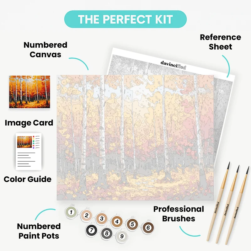 Golden Autumn Birch Grove - Paint by Numbers Kit