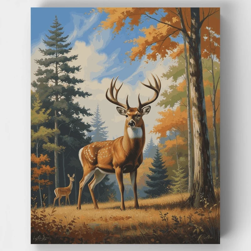Majestic Stag in Autumn Forest - Paint by Numbers Kit