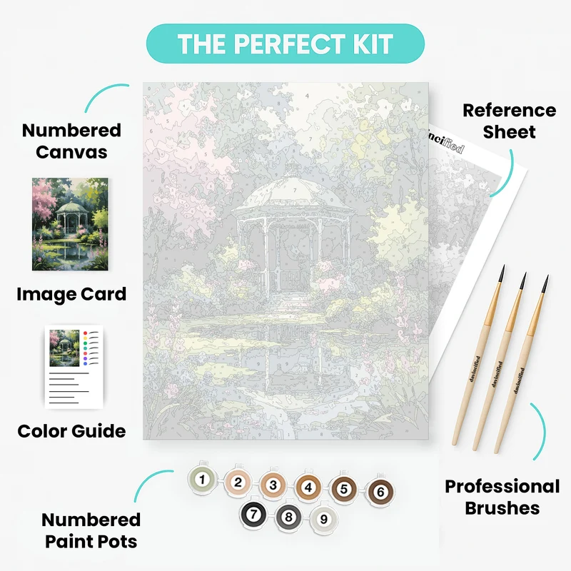 Serene Garden Gazebo - Paint by Numbers Kit