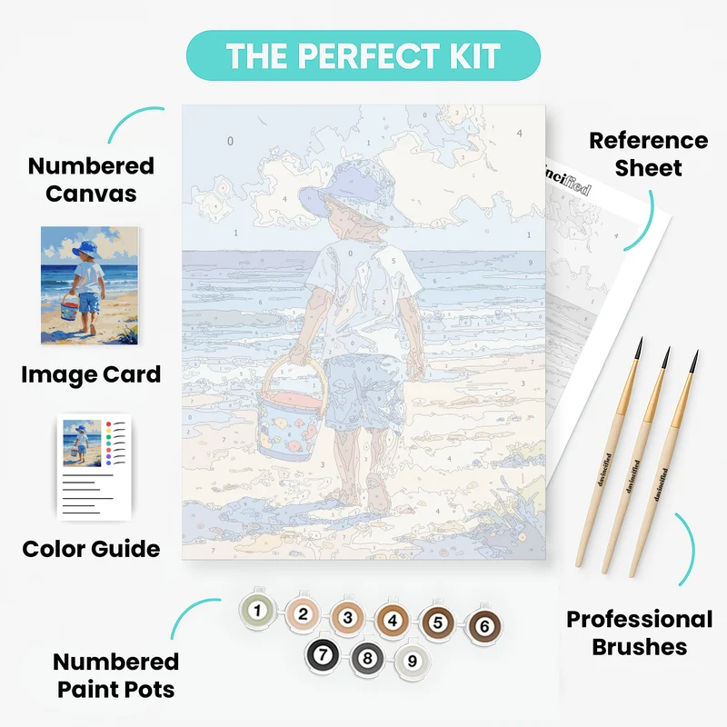 Child Playing on Beach - Paint by Numbers Kit