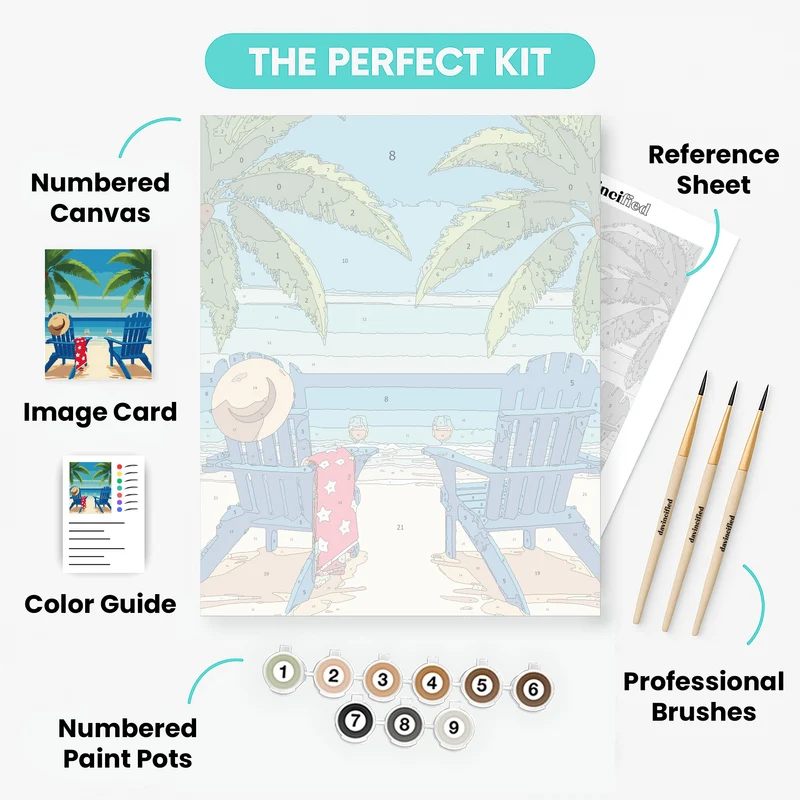 Palm Tree Beach Vacation Bliss - Paint by Numbers Kit