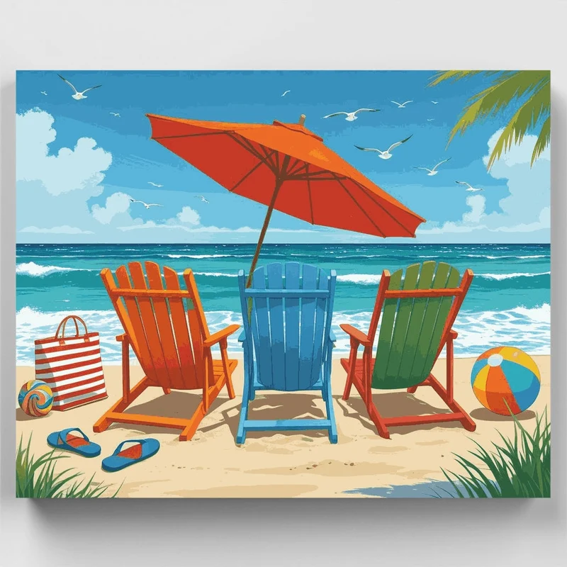 Beach Chairs Paradise - Paint by Numbers Kit