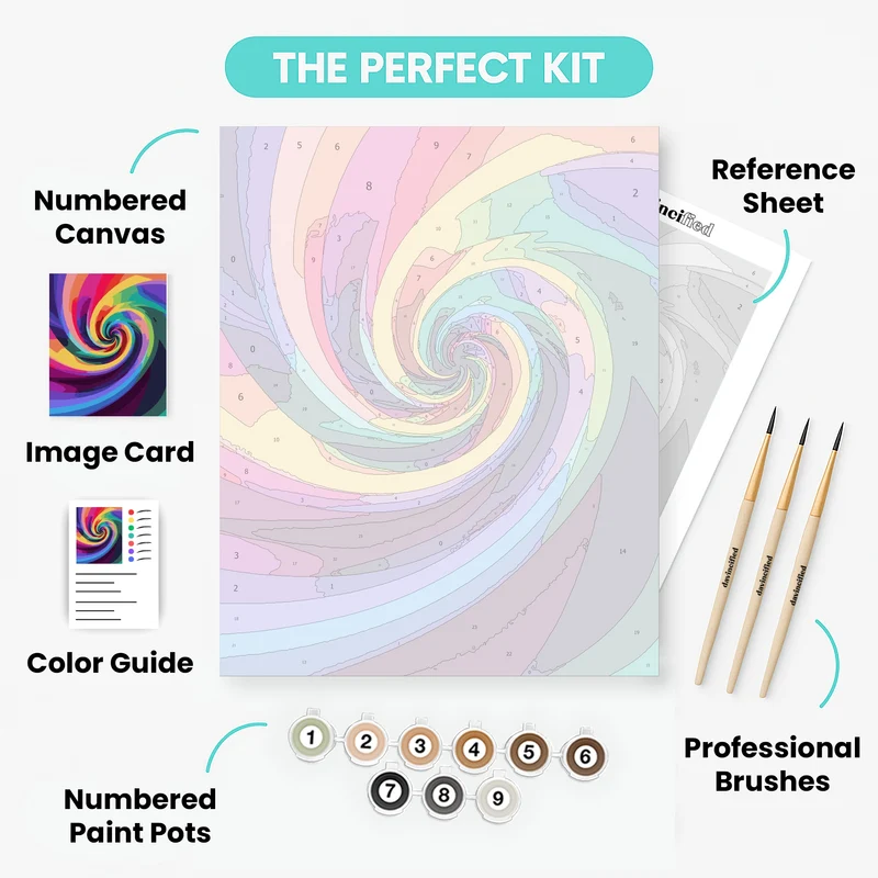 Vibrant Rainbow Spiral - Paint by Numbers Kit