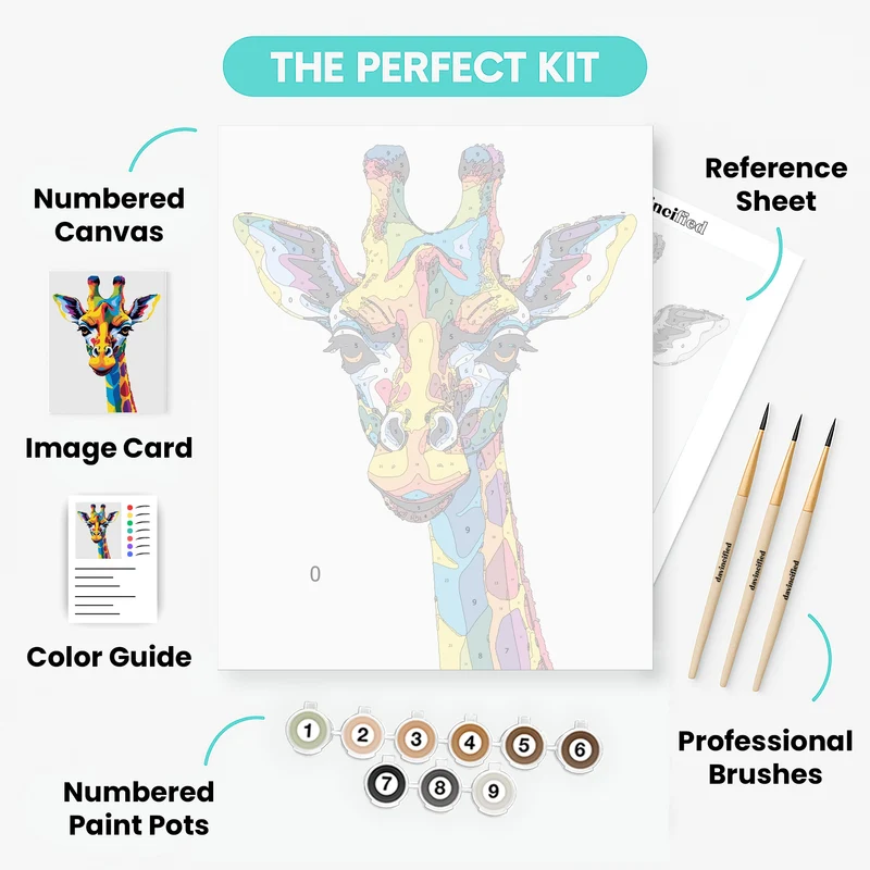 Colorful Rainbow Giraffe - Paint by Numbers Kit
