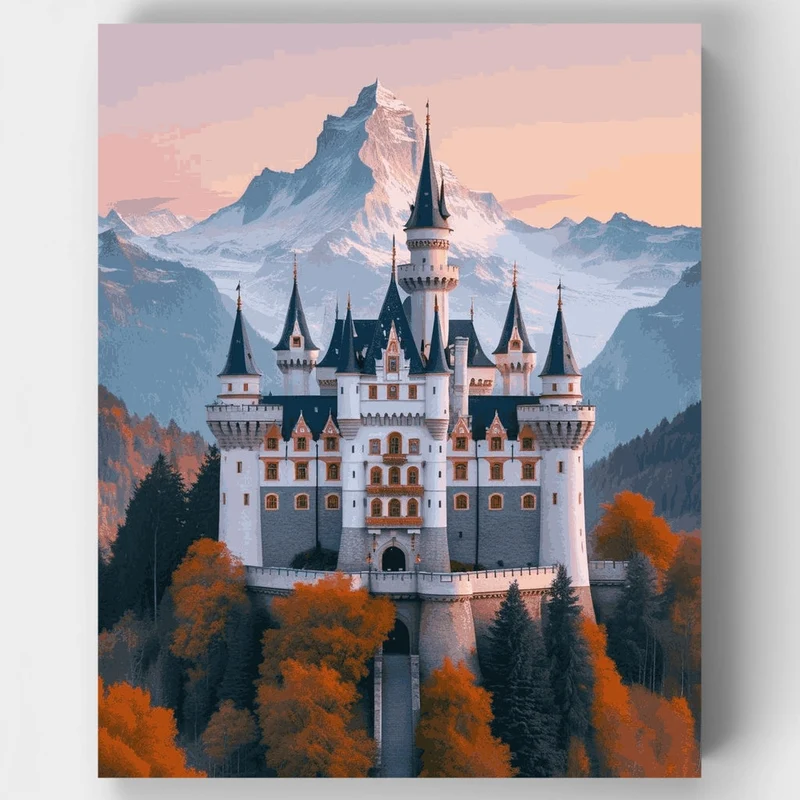 Neuschwanstein Castle Alpine Landscape - Paint by Numbers Kit