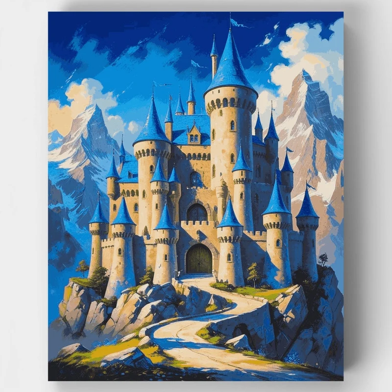 Majestic Mountain Castle - Paint by Numbers Kit