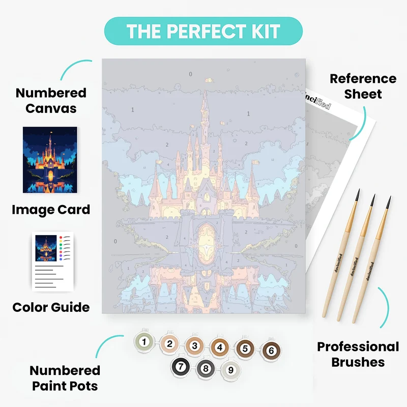 Enchanted Castle Under Starry Night - Paint by Numbers Kit