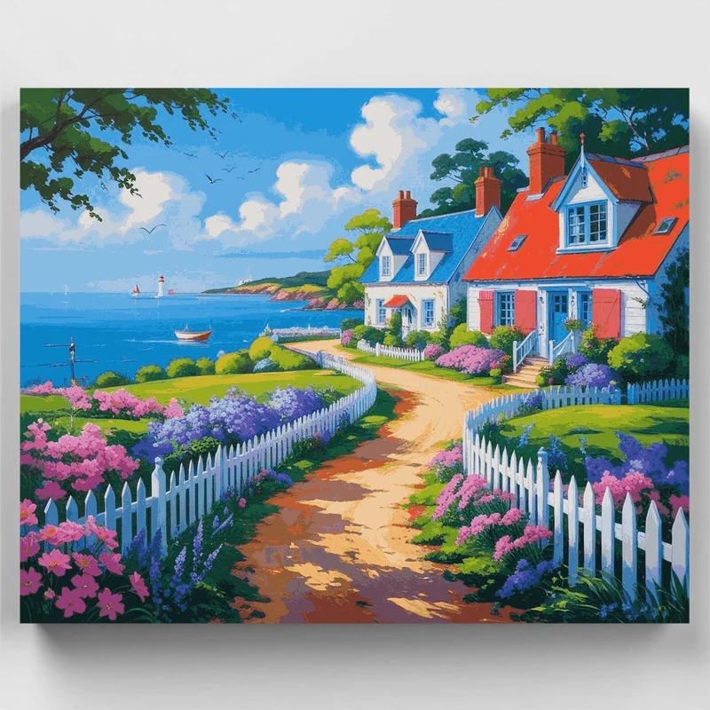 Coastal Cottage Garden Paradise - Paint by Numbers Kit