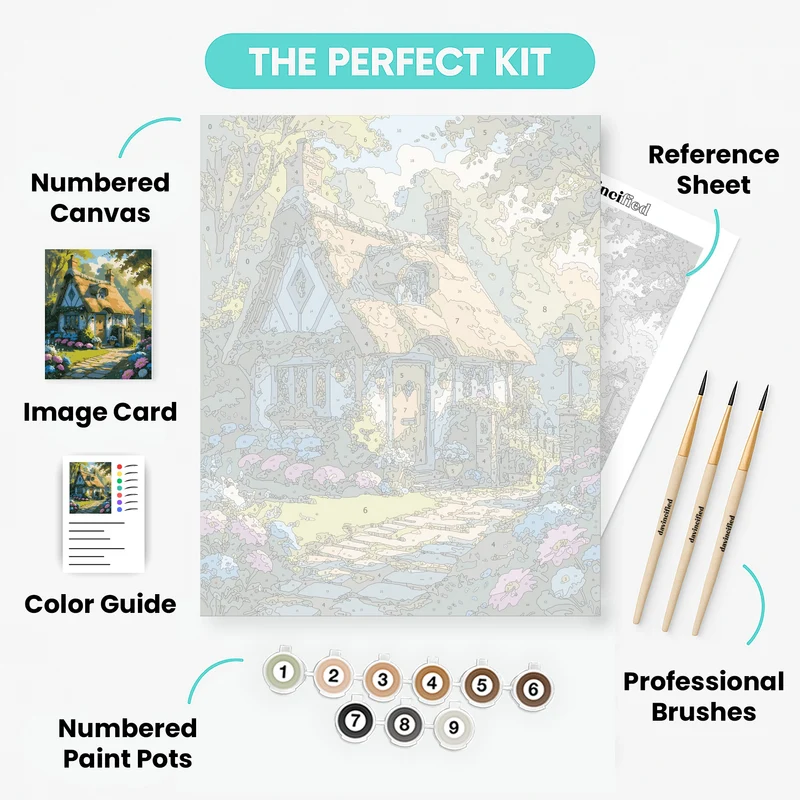 Enchanted English Cottage Garden - Paint by Numbers Kit
