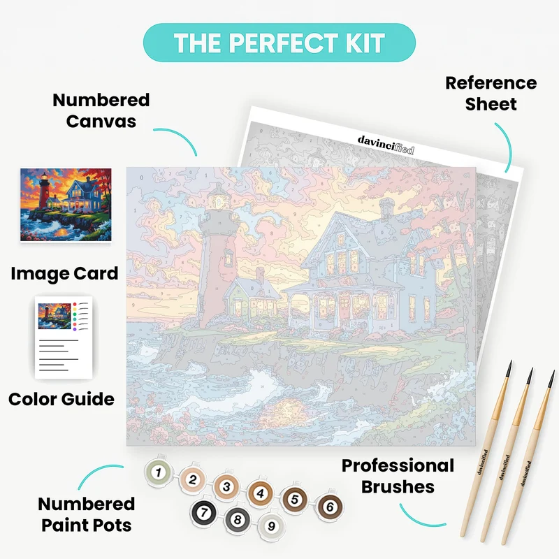 Lighthouse Cottage Paradise - Paint by Numbers Kit
