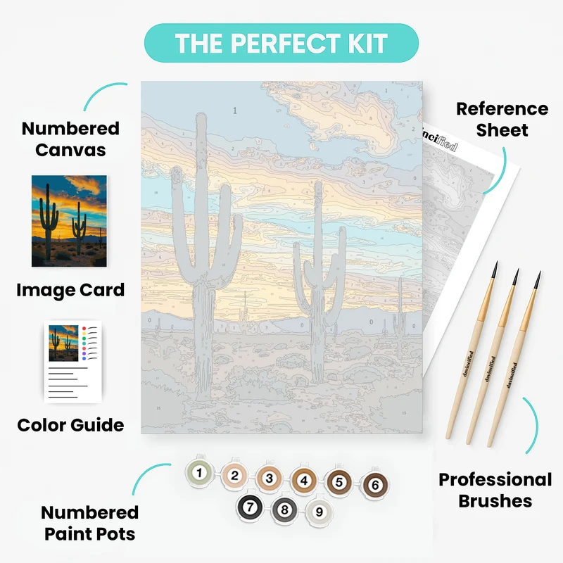 Majestic Saguaro Desert Twilight - Paint by Numbers Kit