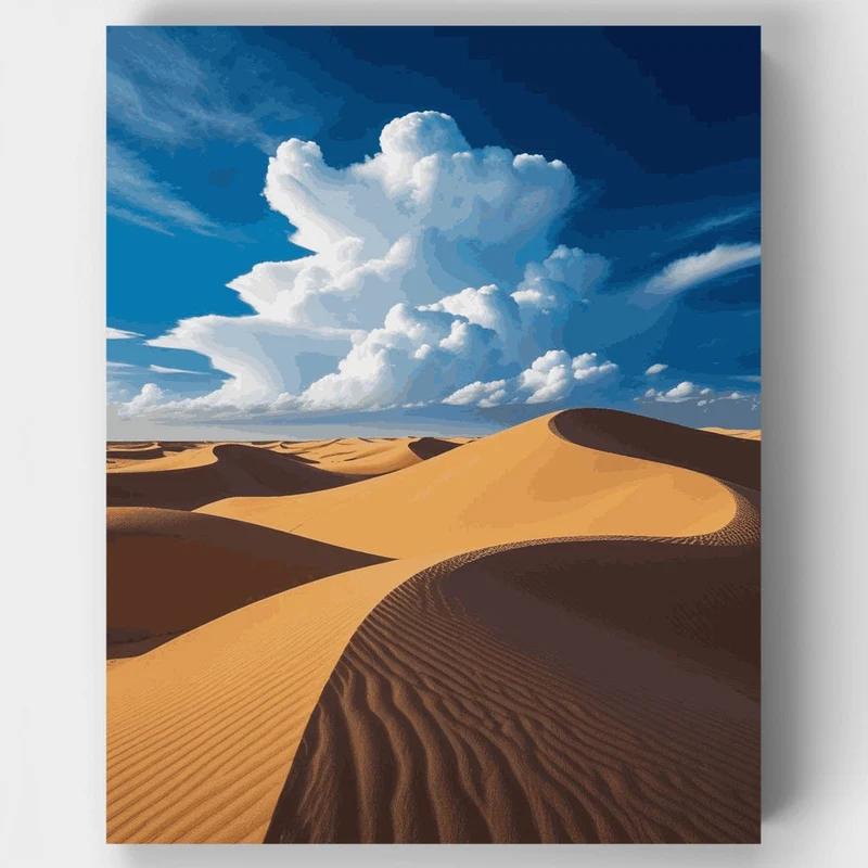 Desert Dunes Under Dramatic Sky - Paint by Numbers Kit