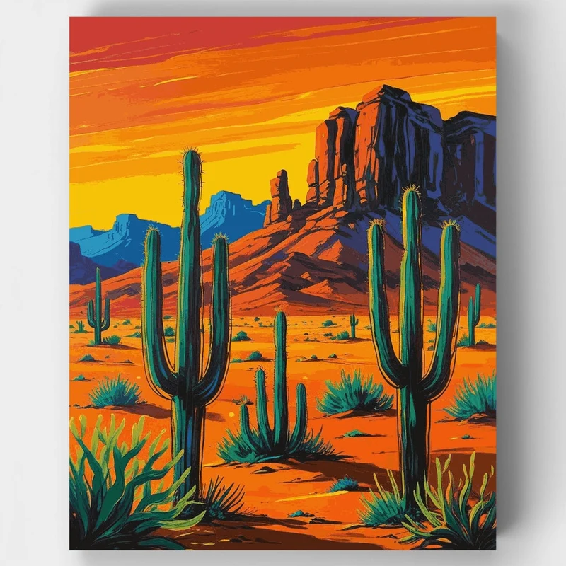 Southwestern Desert Mesa Landscape - Paint by Numbers Kit
