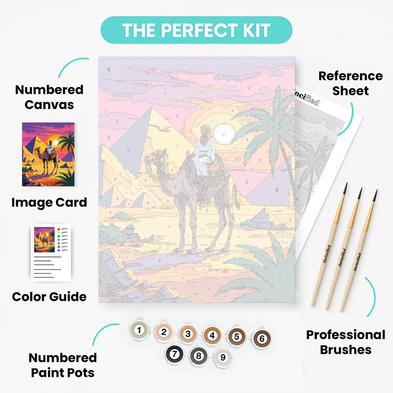 Desert Camel Rider at Sunset - Paint by Numbers Kit
