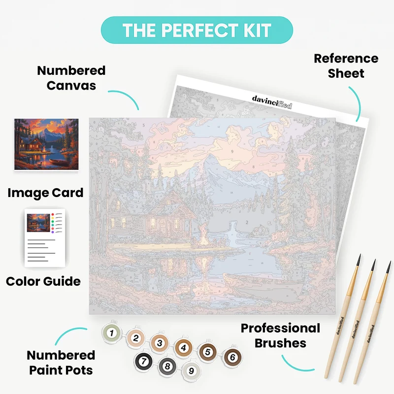 Wilderness Cabin Campfire Paradise - Paint by Numbers Kit