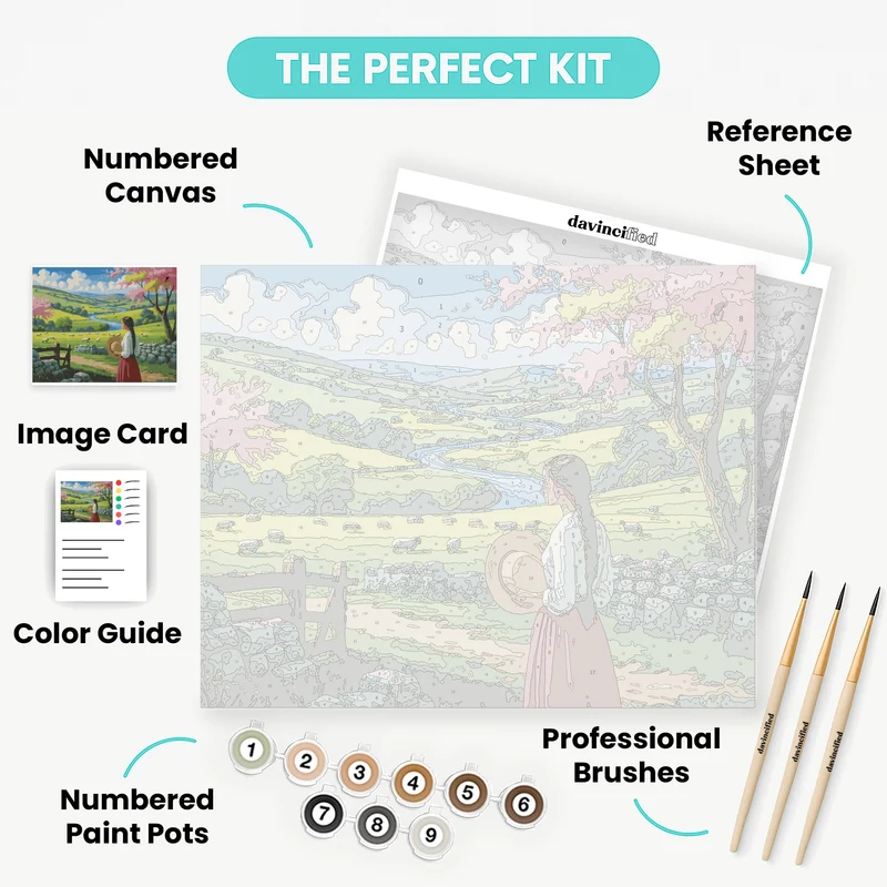 Pastoral Valley with Cherry Blossoms - Paint by Numbers Kit