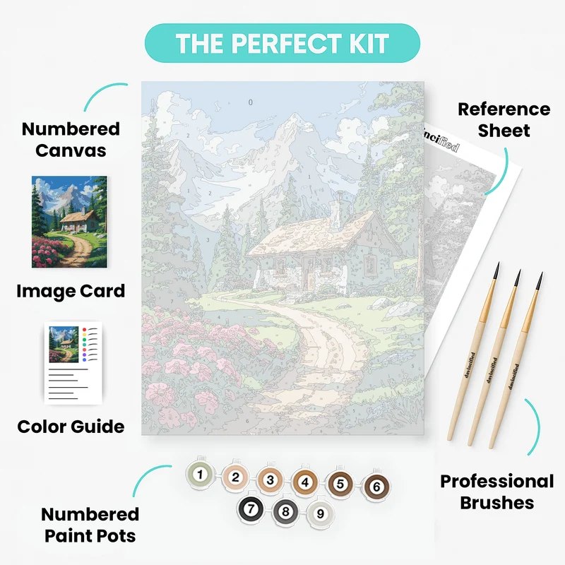 Mountain Cottage Paradise - Paint by Numbers Kit
