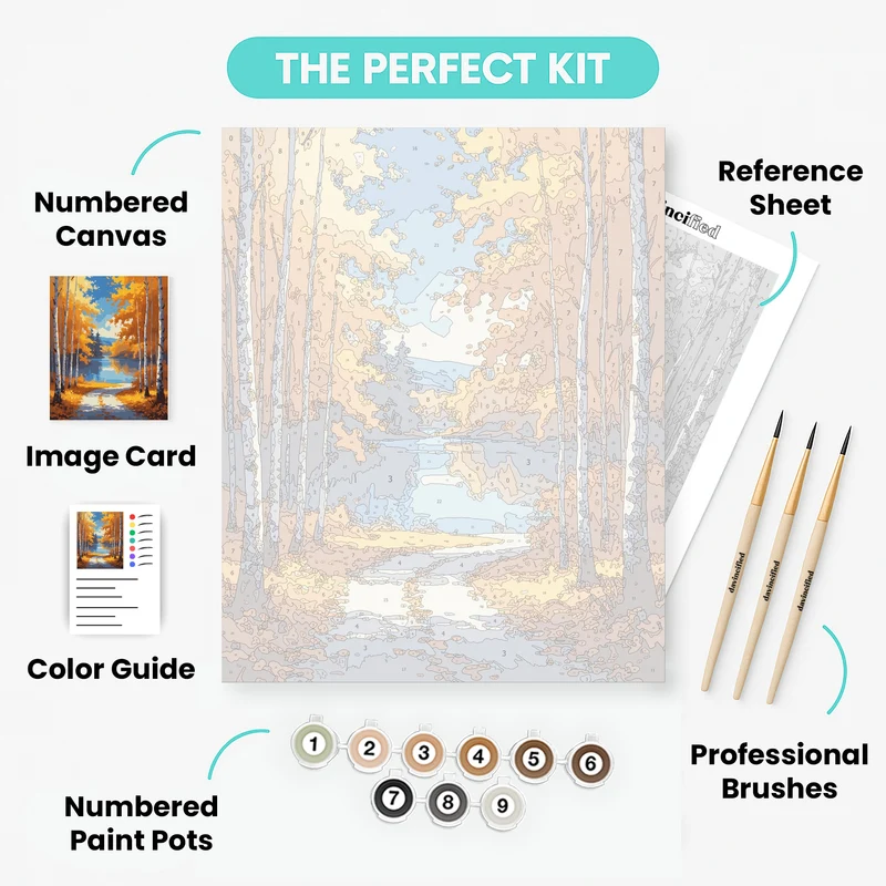 Autumn Birch Lake Reflection - Paint by Numbers Kit
