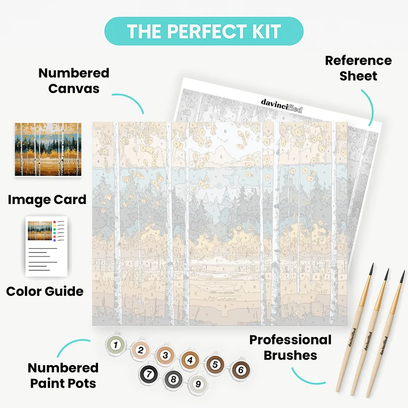Autumn Birch Forest Landscape - Paint by Numbers Kit