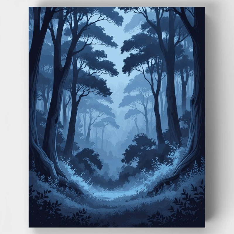 Mystical Blue Forest Path - Paint by Numbers Kit