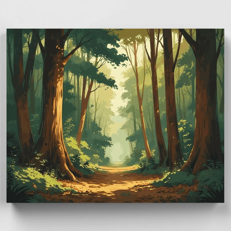 Sunlit Forest Trail Adventure - Paint by Numbers Kit