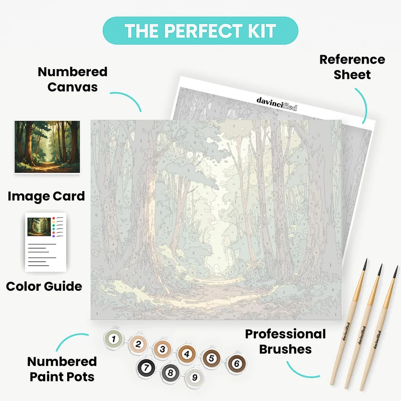 Sunlit Forest Trail Adventure - Paint by Numbers Kit