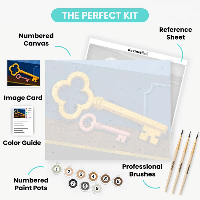 Golden Antique Keys - Paint by Numbers Kit