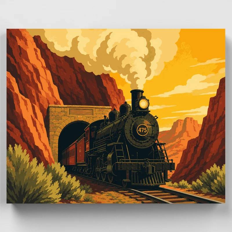 Canyon Steam Engine - Paint by Numbers Kit