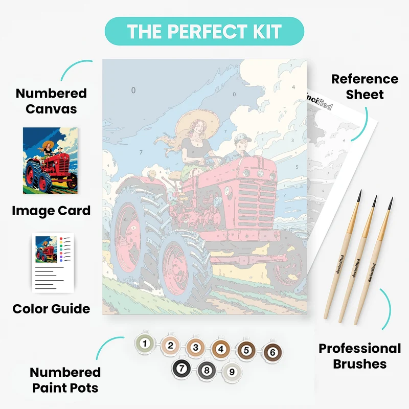 Summer Farm Tractor - Paint by Numbers Kit