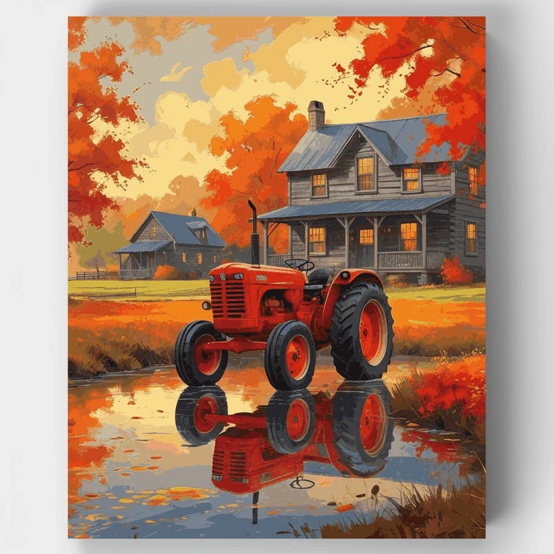 Rustic Farmhouse Tractor - Paint by Numbers Kit