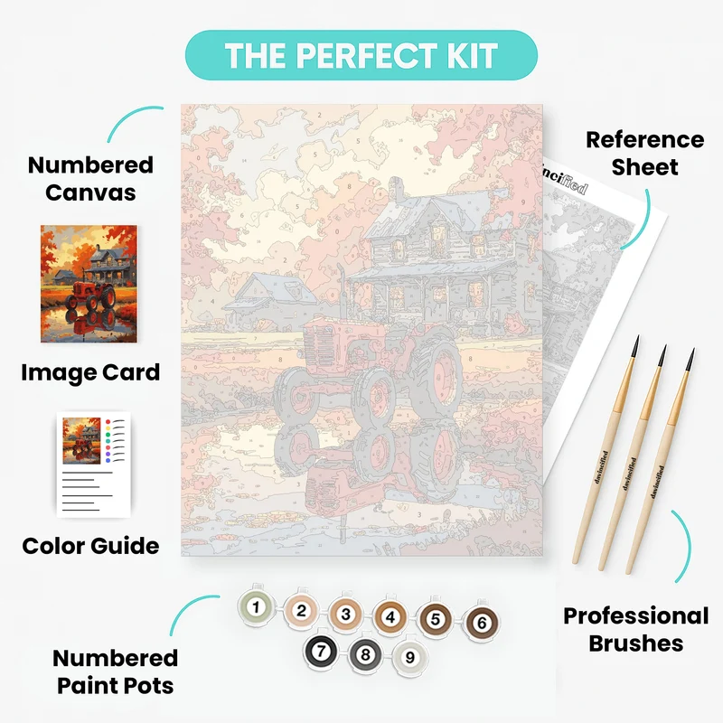 Rustic Farmhouse Tractor - Paint by Numbers Kit