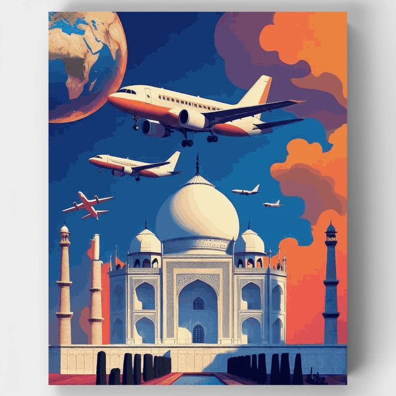 Taj Mahal Airplanes - Paint by Numbers Kit