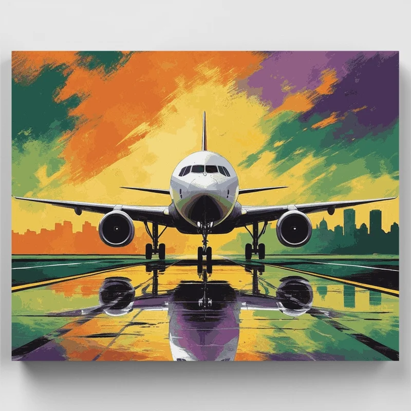Sunset Airplane Reflection - Paint by Numbers Kit