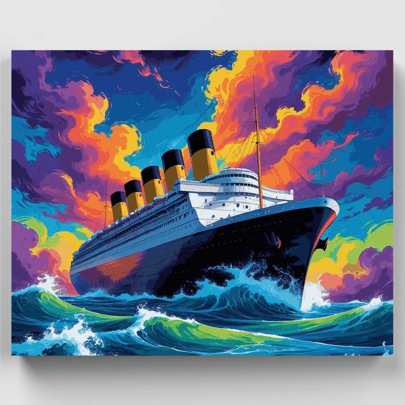 Ocean Liner at Sunset - Paint by Numbers Kit
