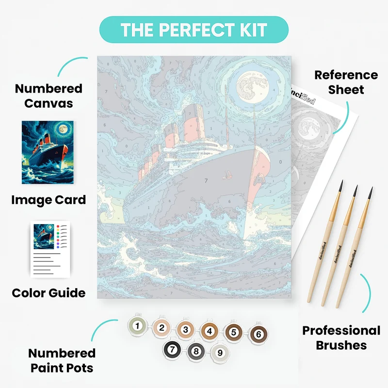 Moonlit Maritime Journey - Paint by Numbers Kit