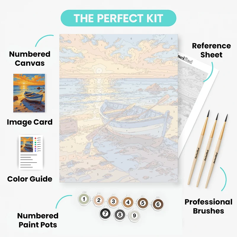 Golden Shore Rowboat - Paint by Numbers Kit