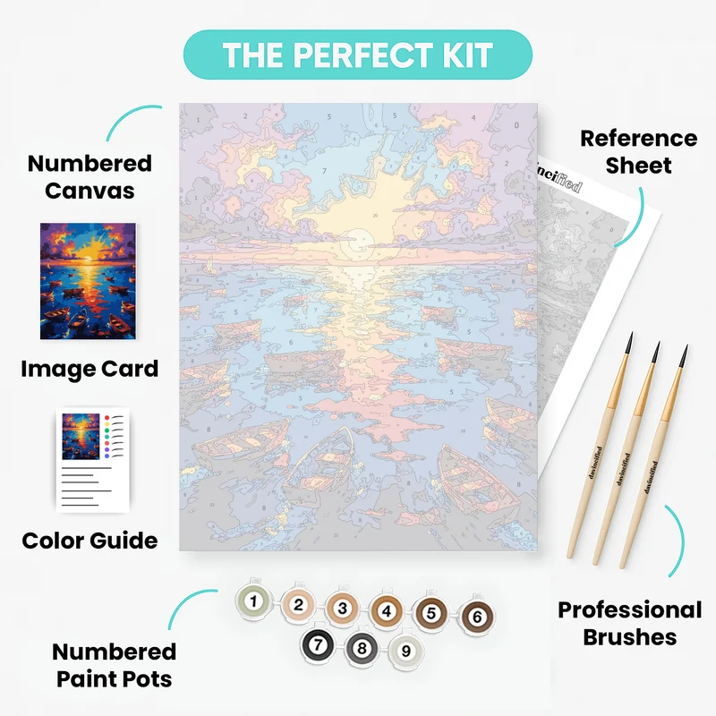 Harbor Sunset Flotilla - Paint by Numbers Kit