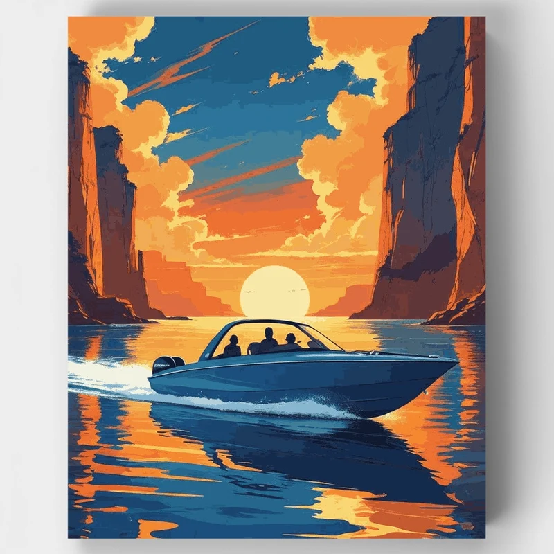 Canyon Speedboat Sunset - Paint by Numbers Kit