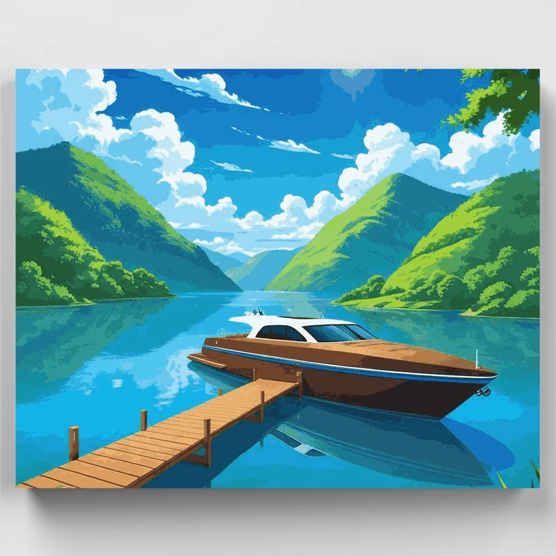 Mountain Lake Yacht - Paint by Numbers Kit