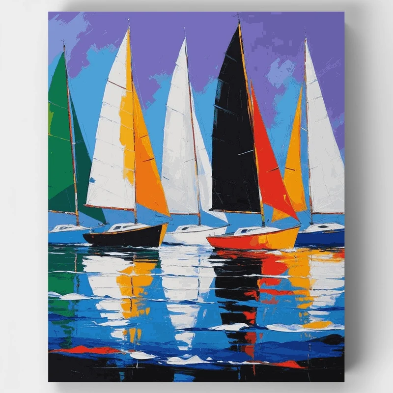 Colorful Sailing Fleet - Paint by Numbers Kit