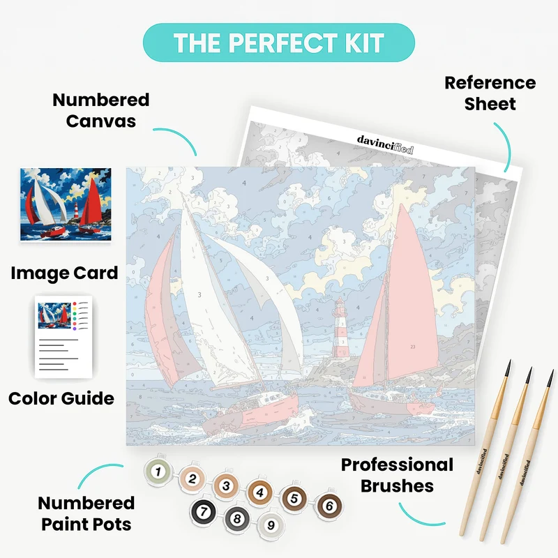 Lighthouse Sailing Race - Paint by Numbers Kit