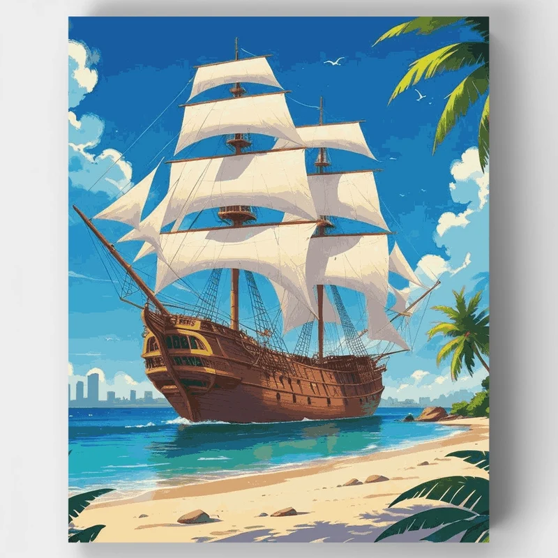 Tropical Paradise Galleon - Paint by Numbers Kit
