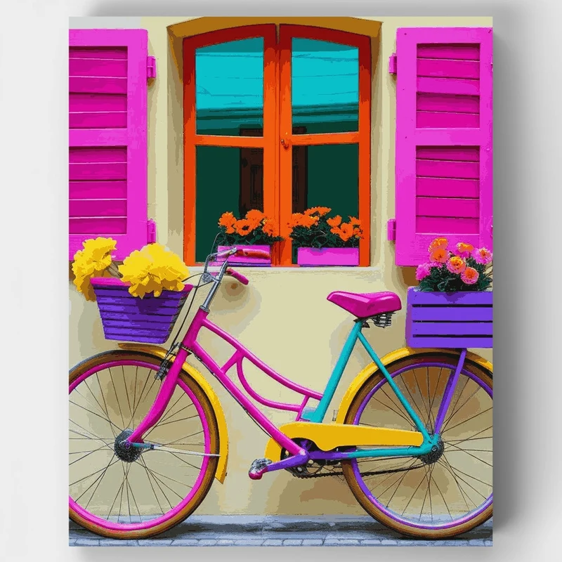Rainbow Bicycle Paradise - Paint by Numbers Kit