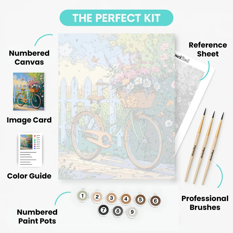 Garden Bicycle with Flowers - Paint by Numbers Kit