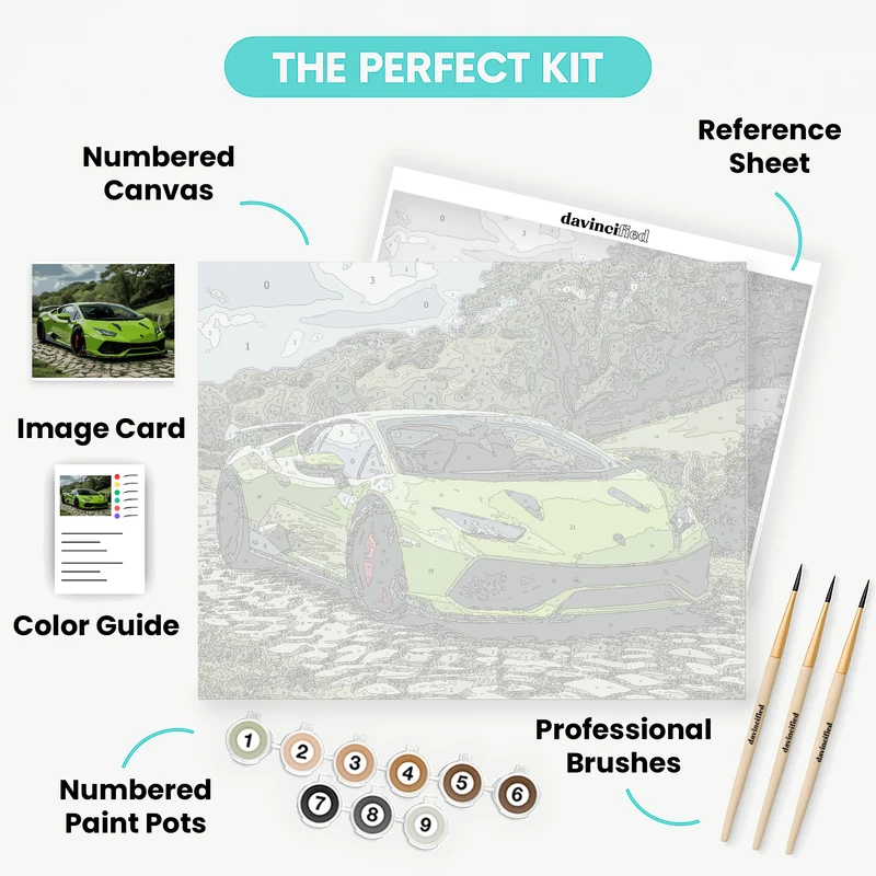 Lime Supercar - Paint by Numbers Kit