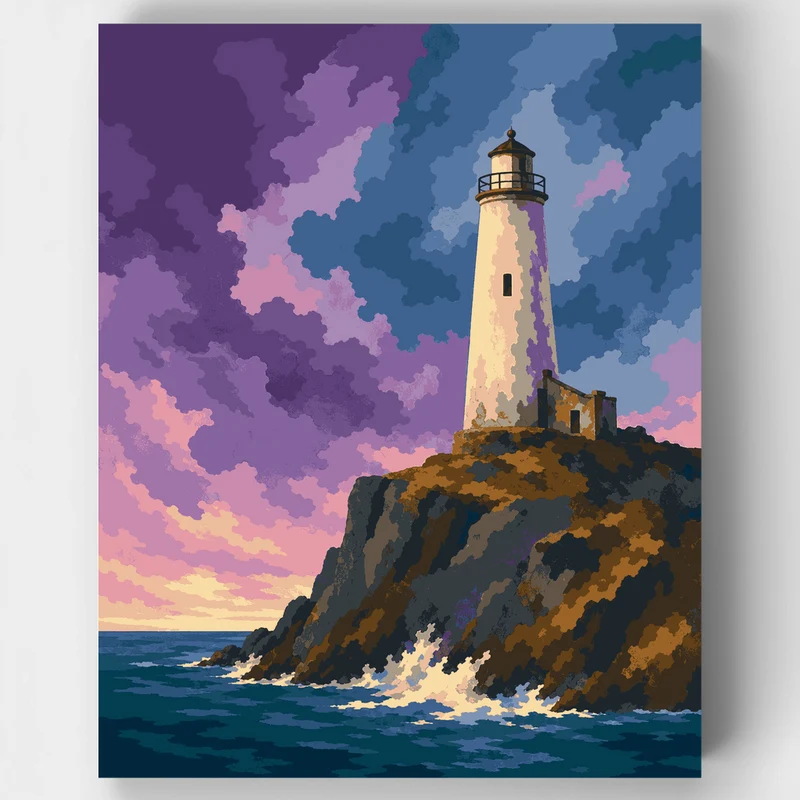 Stormy Clifftop Lighthouse - Paint by Numbers Kit