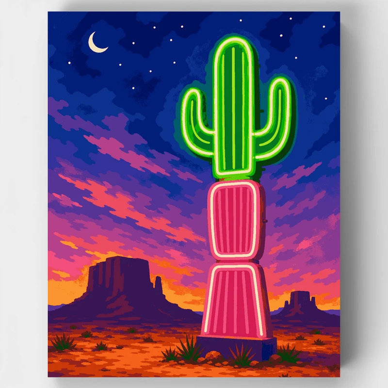 Desert Neon Cactus - Paint by Numbers Kit