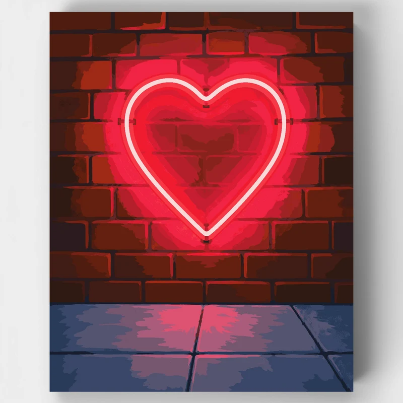 Glowing Neon Heart - Paint by Numbers Kit