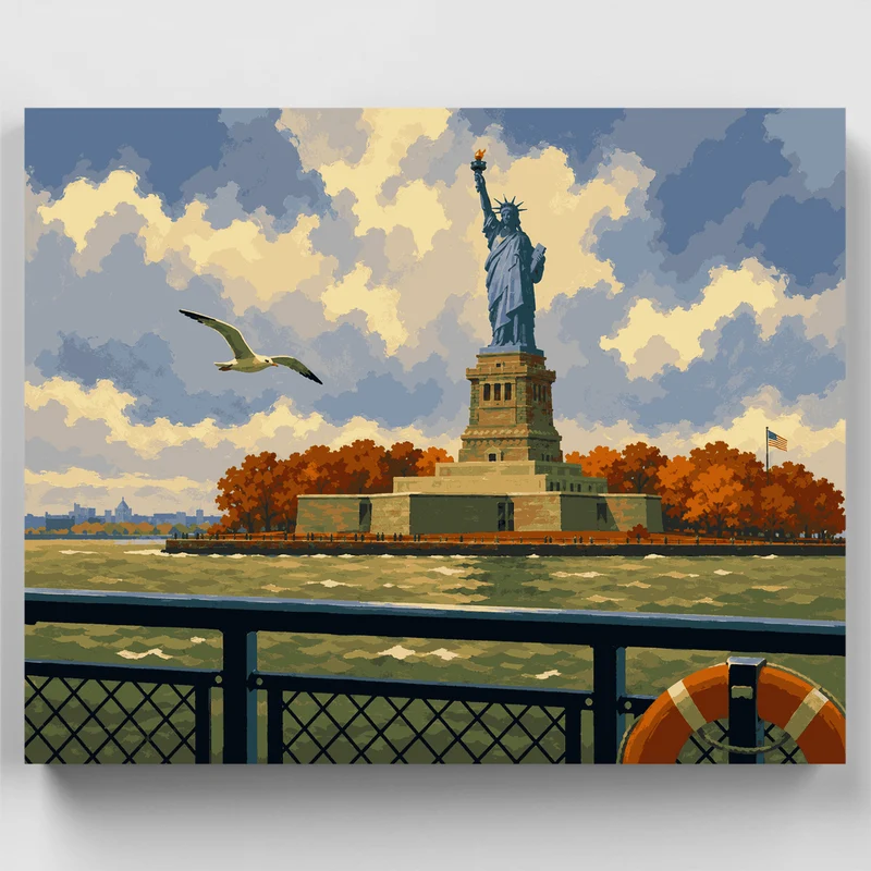 Autumn on Liberty Island - Paint by Numbers Kit