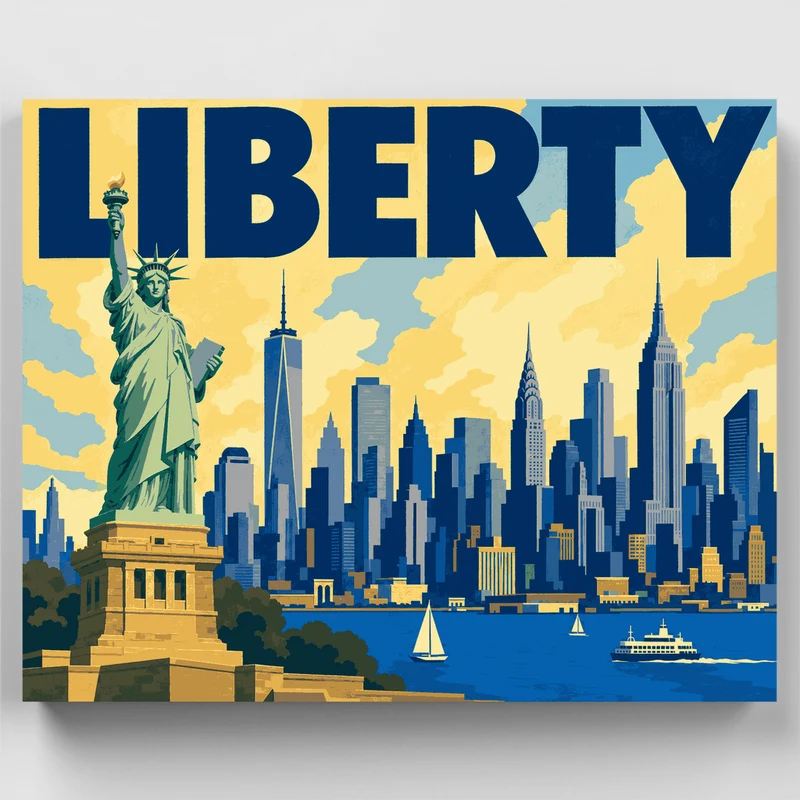 Liberty Over Manhattan - Paint by Numbers Kit